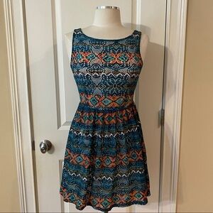 Xhilaration Multicolor Crochet Print Fit & Flare Dress – Size SP